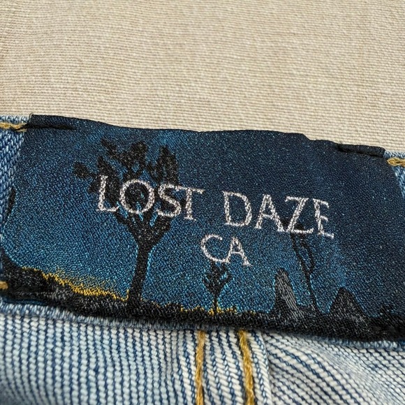 Lost Daze | Star Patch Selvedge Blue Jeans Raw Hem | Men's 34 - Picture 8 of 11